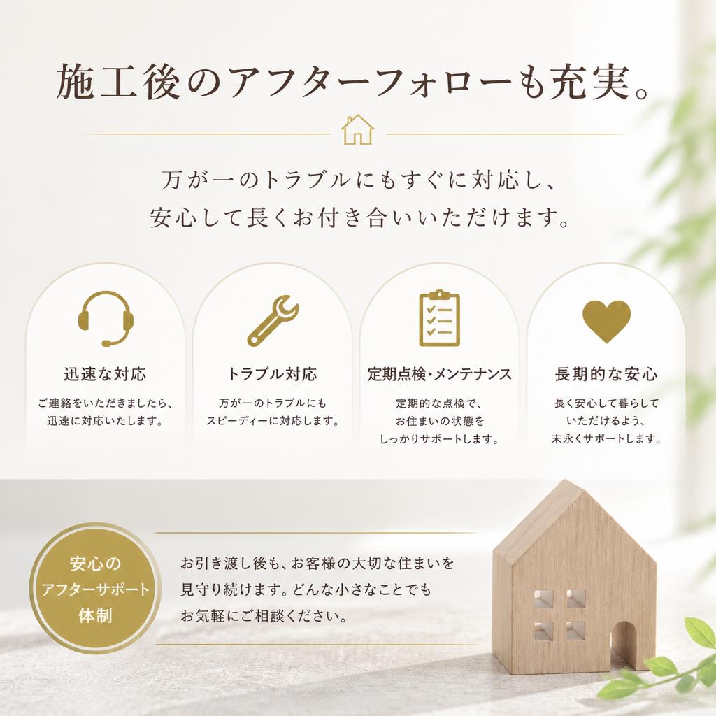 塗装後も安心のアフターフォロー