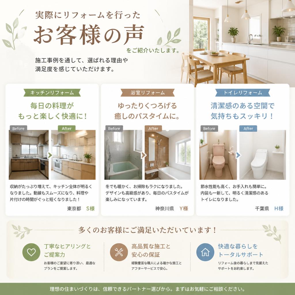 お客様の声と施工事例