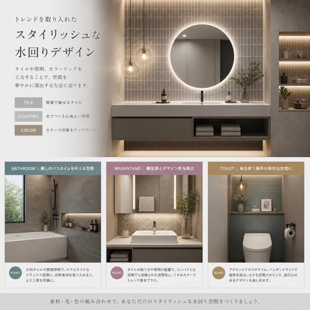 2. おしゃれな水回りのデザインアイデア