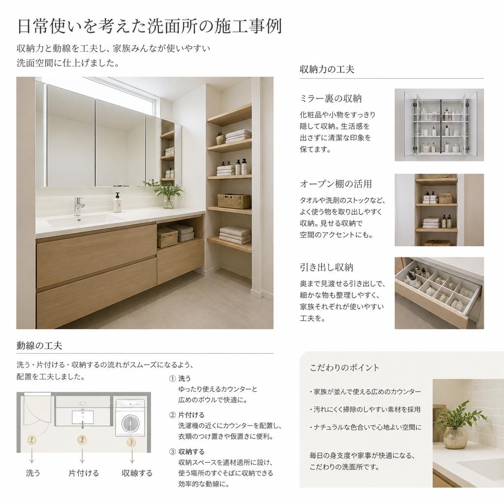 施工事例：機能的な洗面所