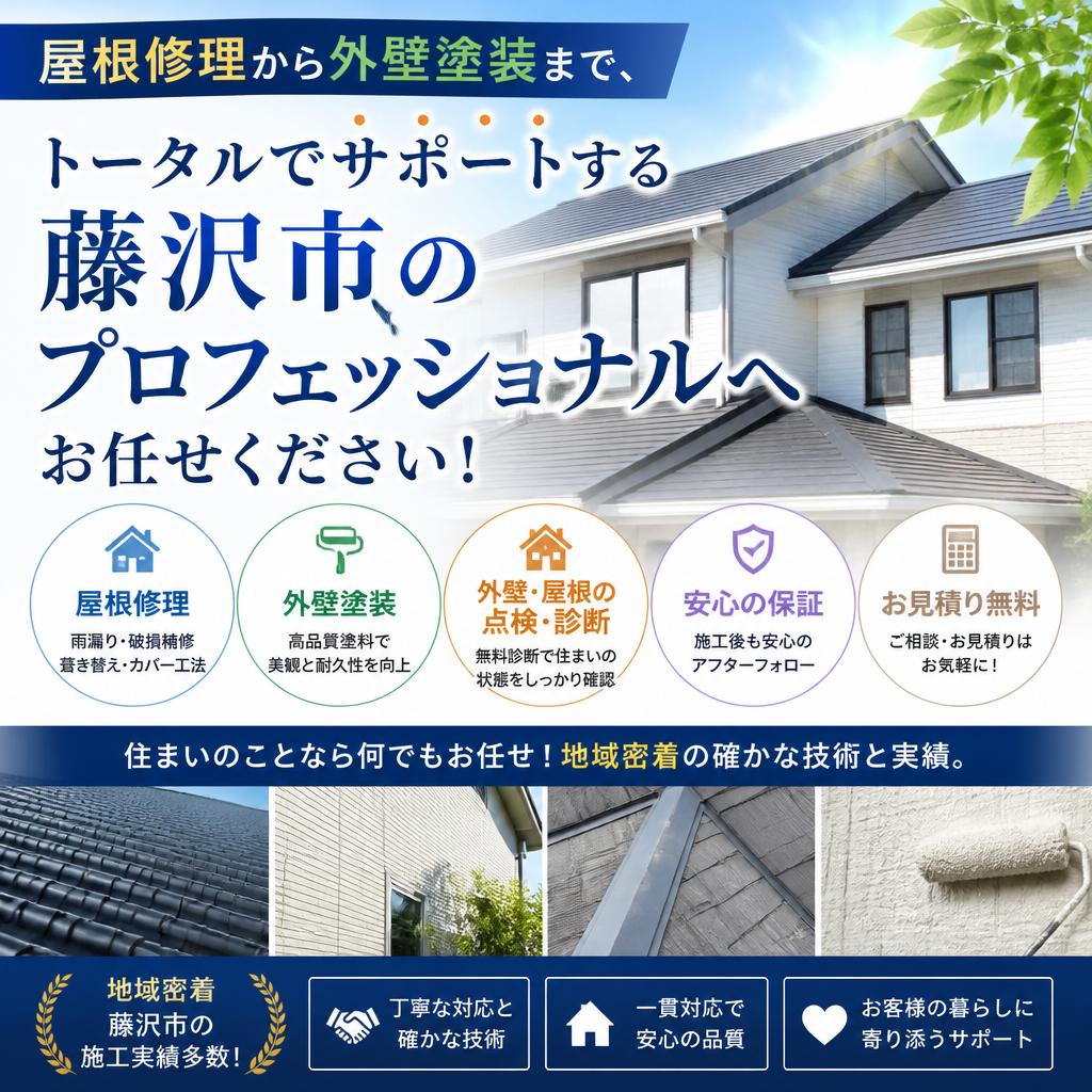 屋根修理から外壁塗装まで、トータルでサポートする藤沢市のプロフェッショナルへお任せください！