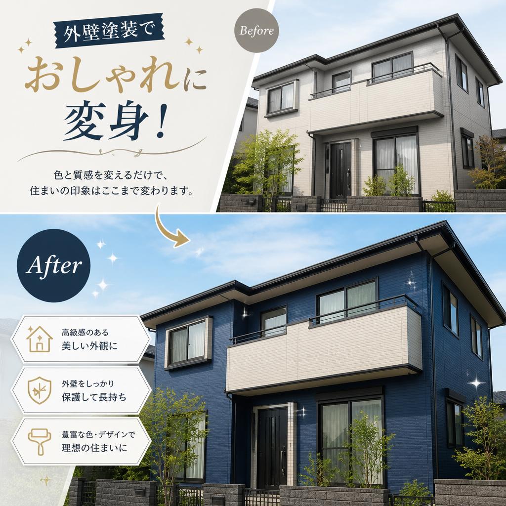 外壁塗装でおしゃれに変身！