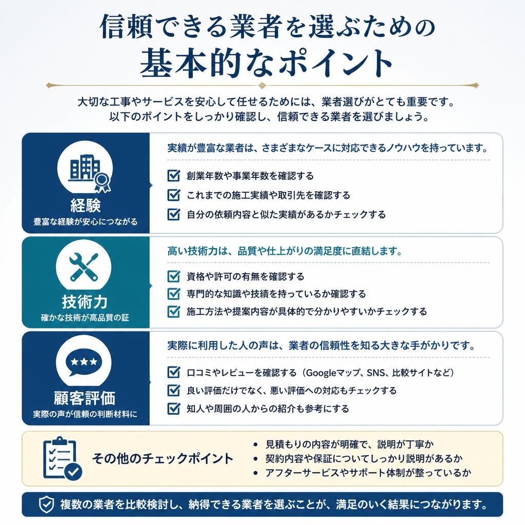 施工業者選びの重要なポイント