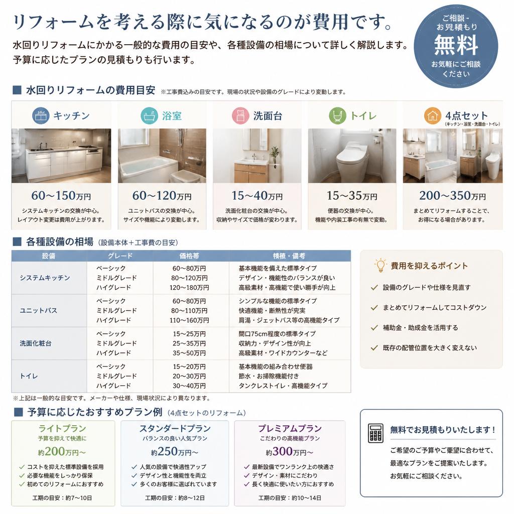 かかる費用の目安